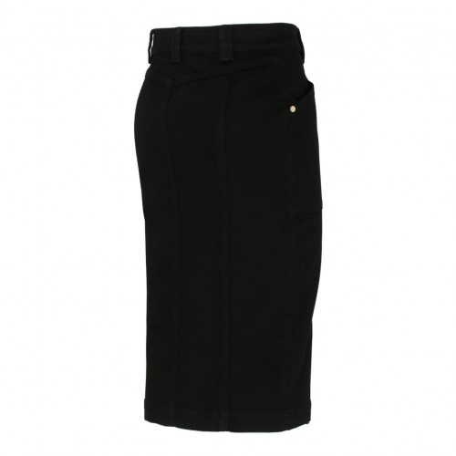 Tom Ford Black Cotton Blend Asymmetric Pencil Skirt.