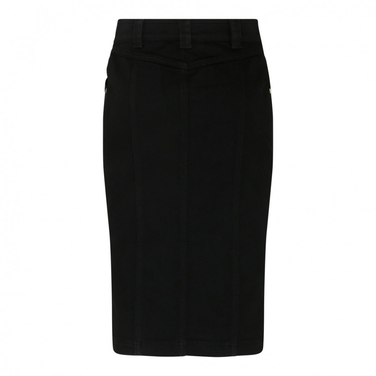 Tom Ford Black Cotton Blend Asymmetric Pencil Skirt.