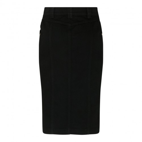 Tom Ford Black Cotton Blend Asymmetric Pencil Skirt.