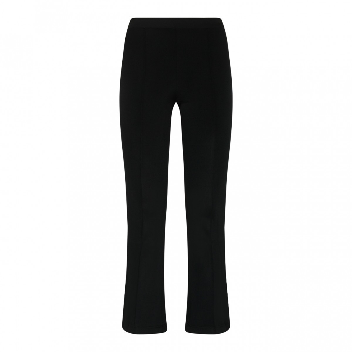 Helmut Lang Black Cropped Flare Rib Trousers.