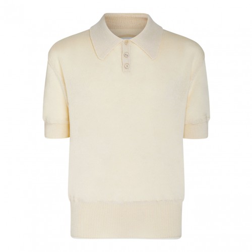 Off-White Wool Knitted Polo...
