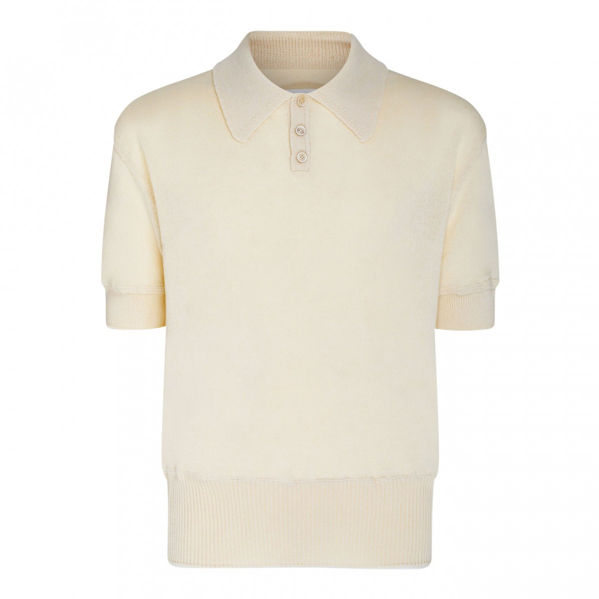 Off-White Wool Knitted Polo Shirt