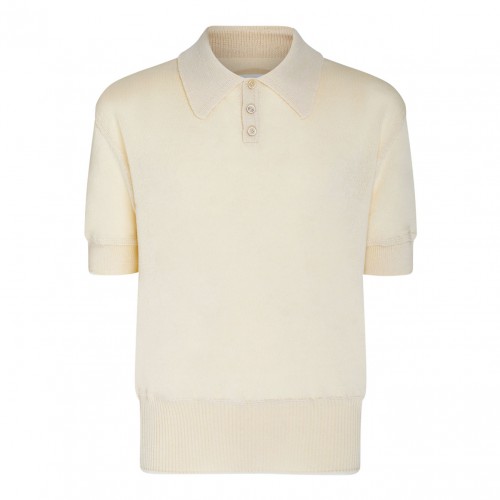 Off-White Wool Knitted Polo Shirt