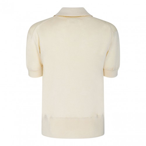 Off-White Wool Knitted Polo Shirt