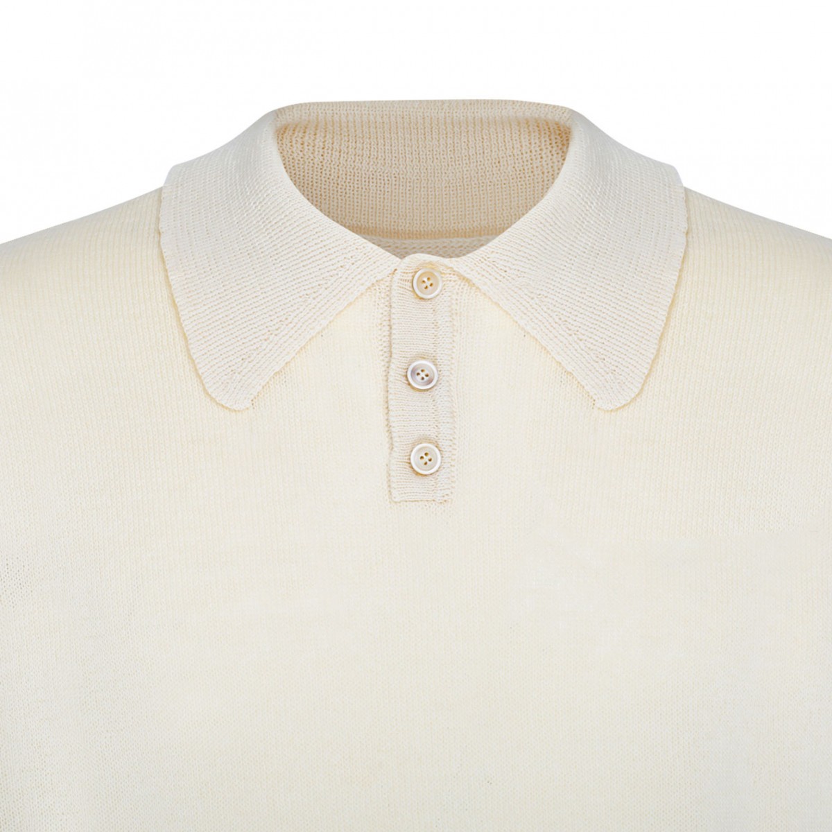 Off-White Wool Knitted Polo Shirt
