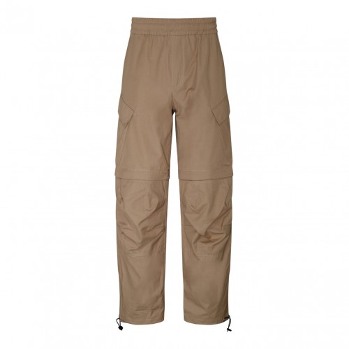 MSGM Beige Cotton Cargo Trousers.