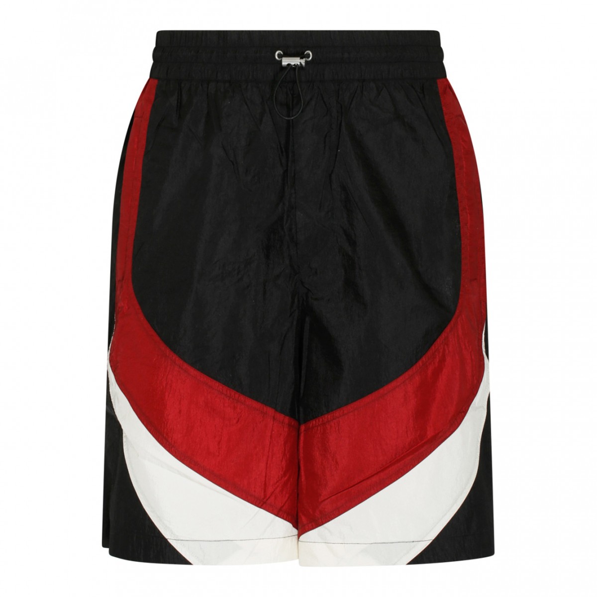 Isabel Marant Black, White and Red Sheel Track Shorts.