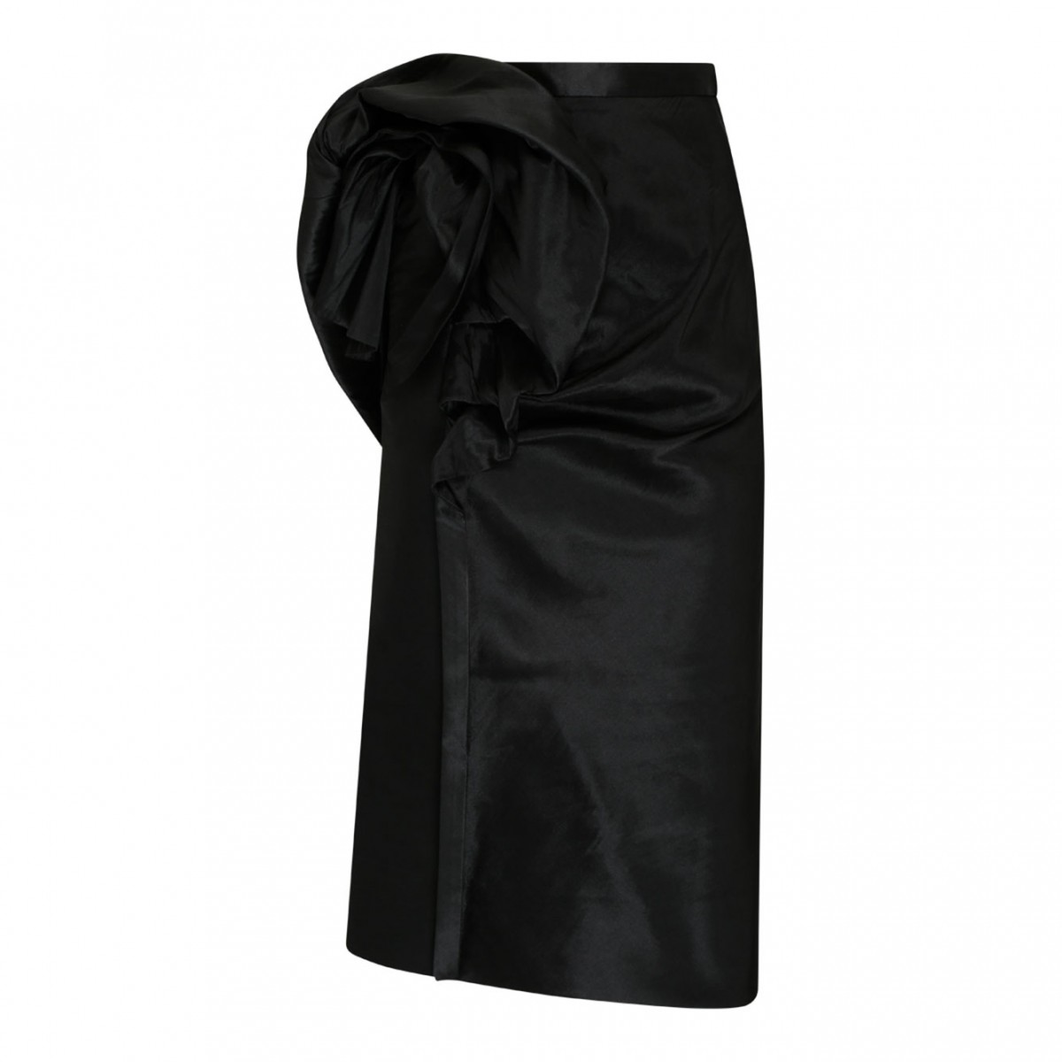 Black Floral Detail Midi Skirt