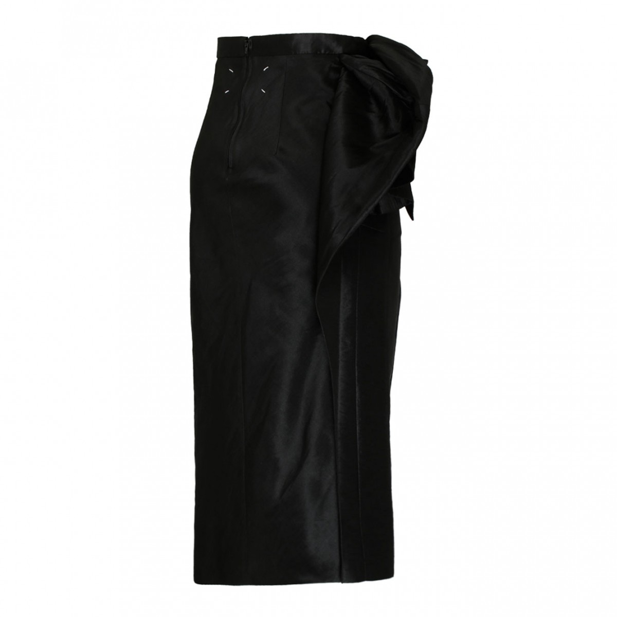 Black Floral Detail Midi Skirt