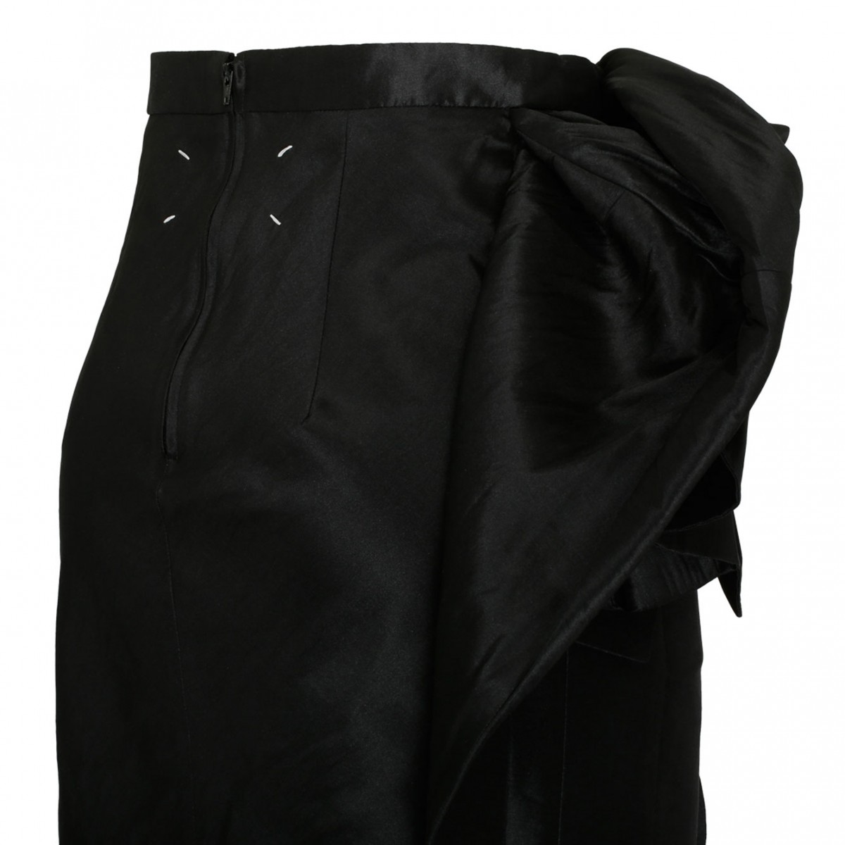 Black Floral Detail Midi Skirt