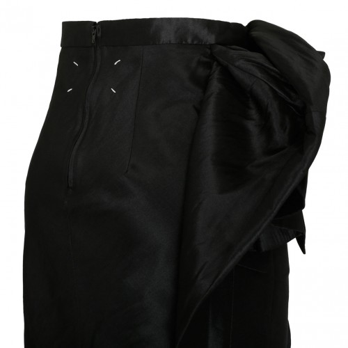 Black Floral Detail Midi Skirt