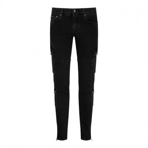 Dolce & Gabbana Black Stretch Cotton Cargo Jeans. 