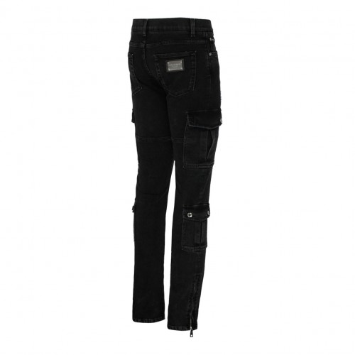 Dolce & Gabbana Black Stretch Cotton Cargo Jeans. 