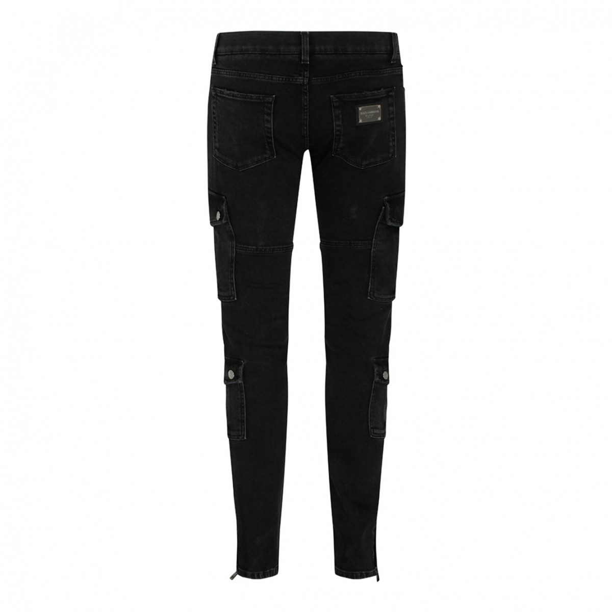 Dolce & Gabbana Black Stretch Cotton Cargo Jeans. 
