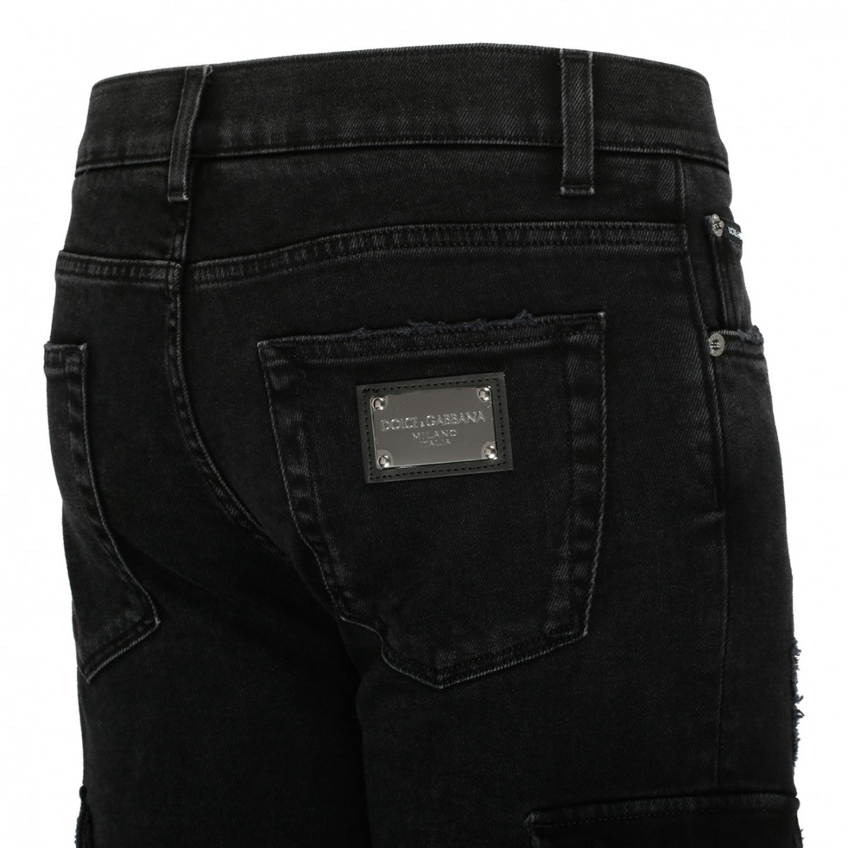 Dolce & Gabbana Black Stretch Cotton Cargo Jeans. 