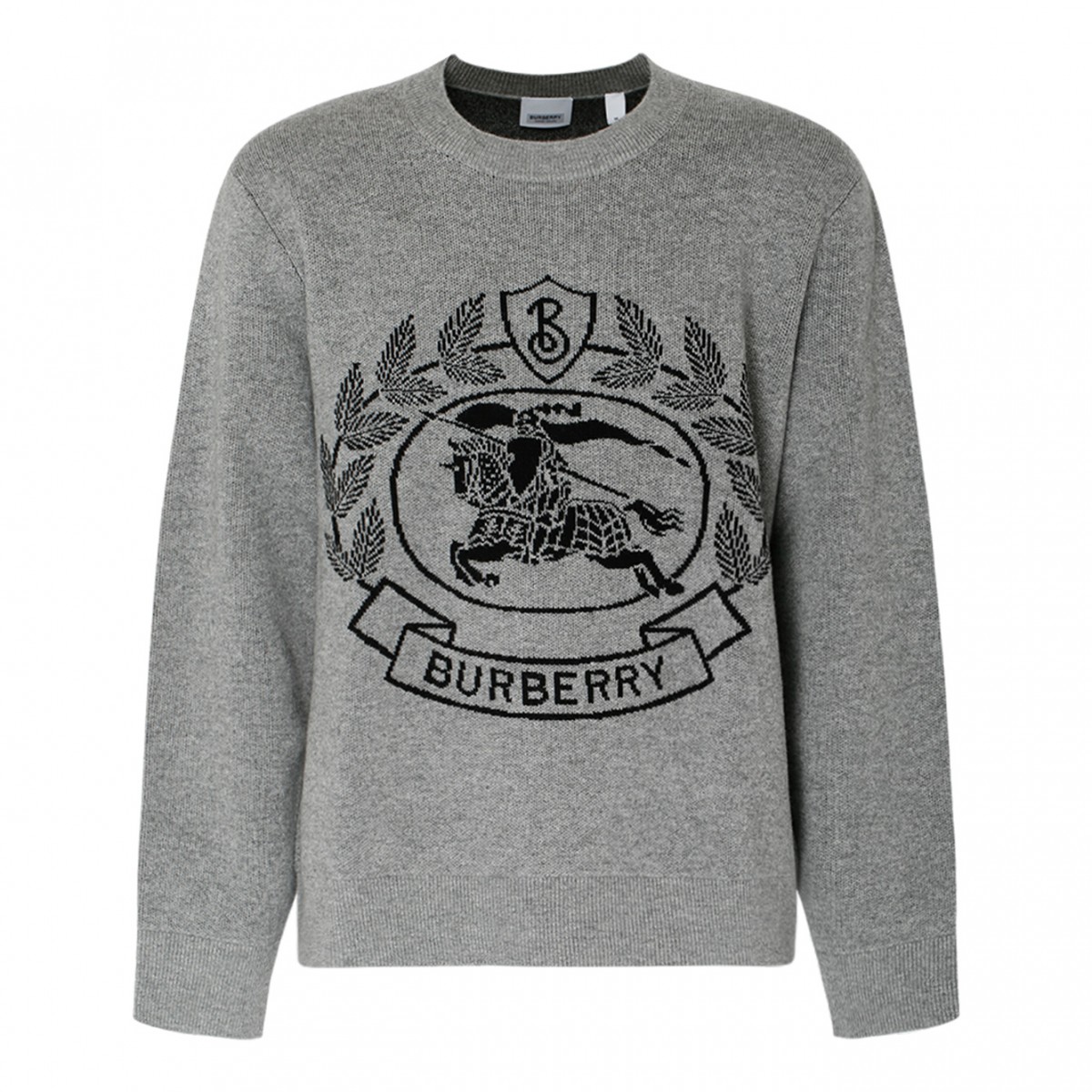 Burberry Black and Grey Intarsia Wool Sweater. 