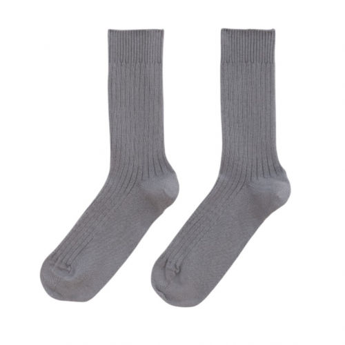 Grey Melange Rib Overankle Socks