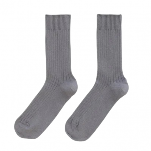 Simon Grey Rib Overankle Socks