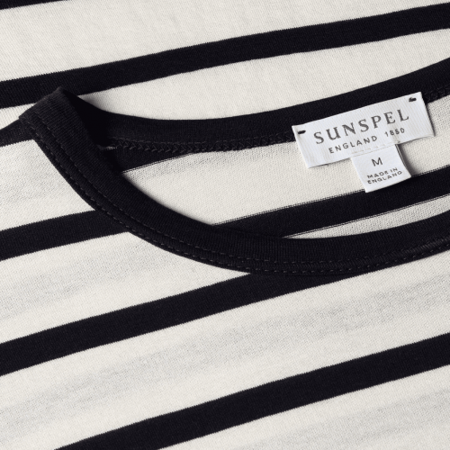 Ecru and Navy Breton Stripe Classic T-Shirt 2