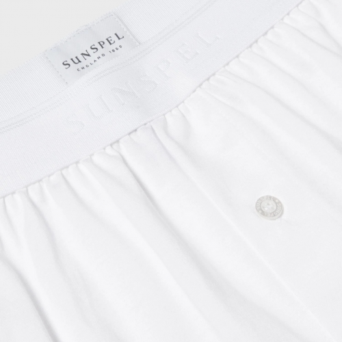 White Superfine Cotton One‑Button Boxer Shorts 2
