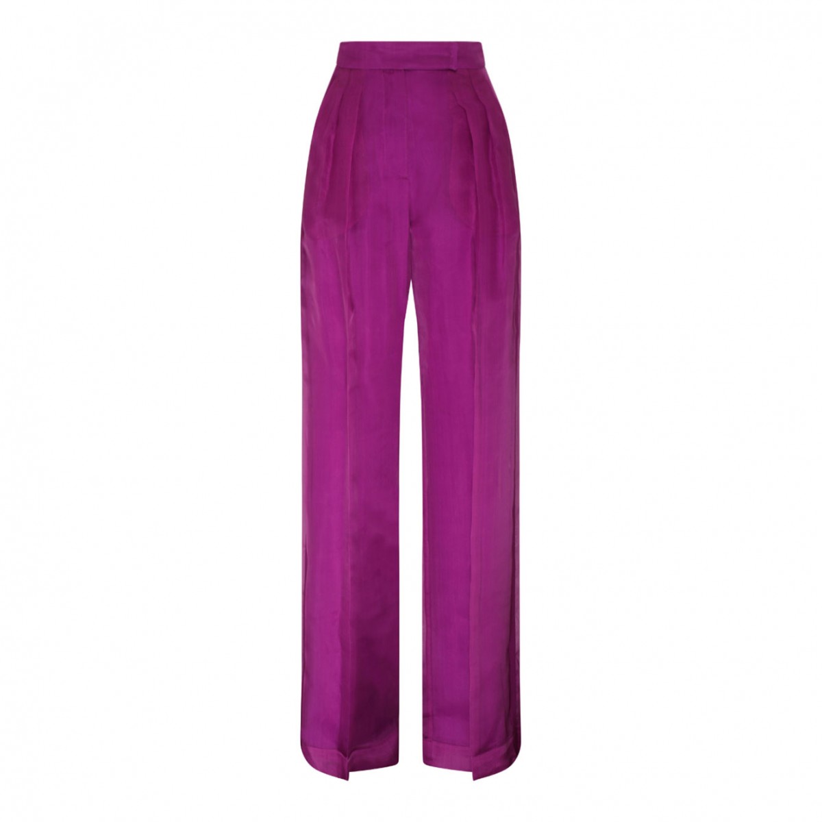 Purple Silk Pleats Detail Trousers