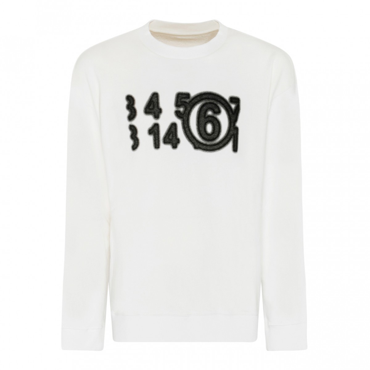 White and Black Cotton Numbers Print Sweatshirt
