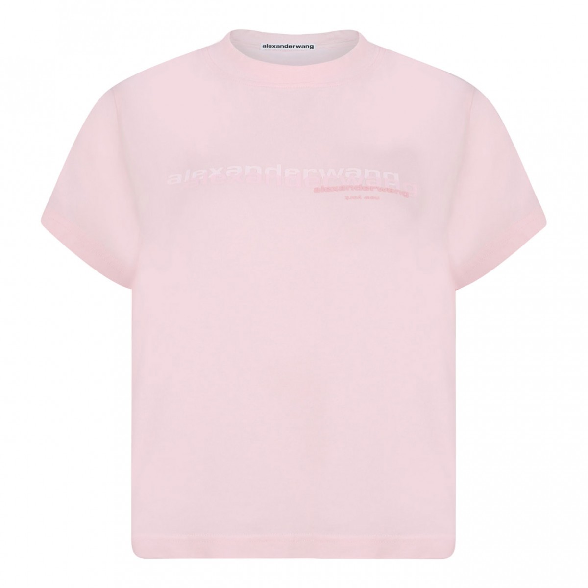 Light Pink Logo-Print Cotton T-Shirt