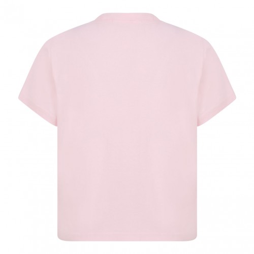 Light Pink Logo-Print Cotton T-Shirt