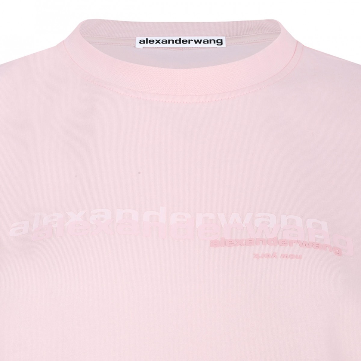 Light Pink Logo-Print Cotton T-Shirt