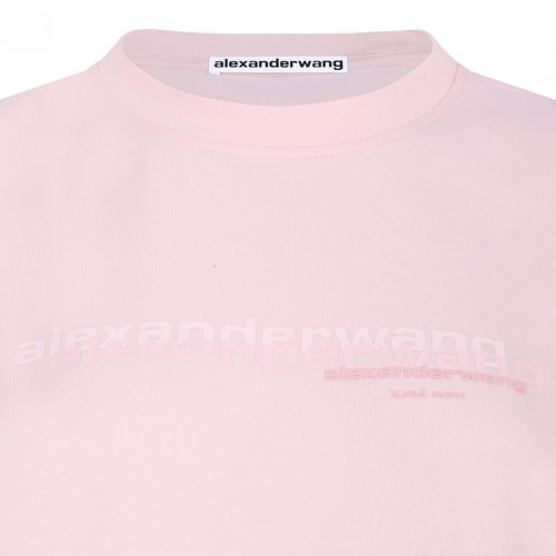 Light Pink Logo-Print Cotton T-Shirt