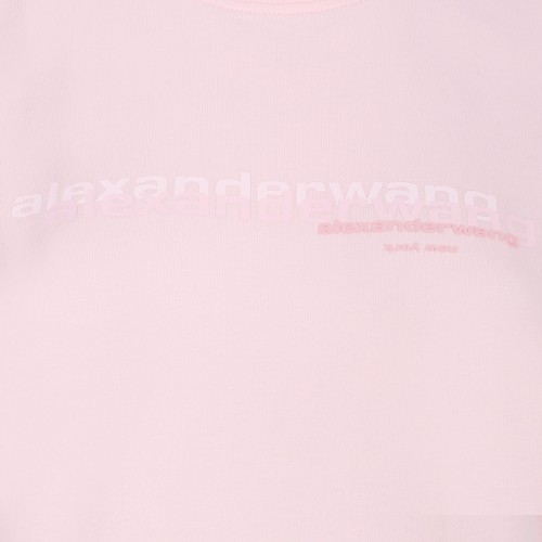 Light Pink Logo-Print Cotton T-Shirt