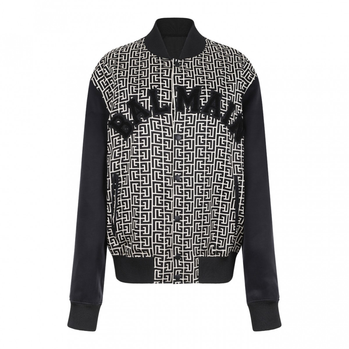 Black PB Monogram Jacquard Varsity Jacket Maze