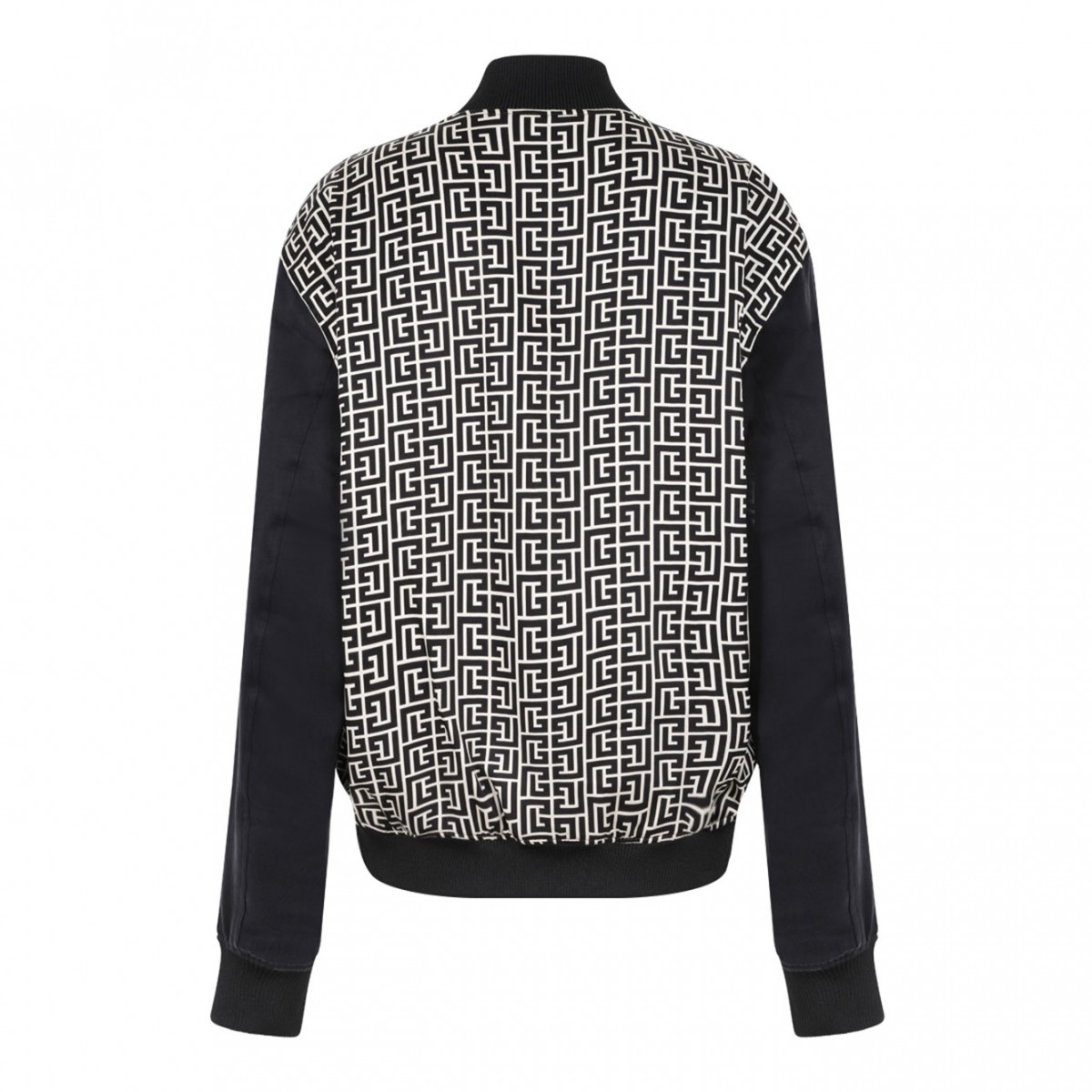 Black PB Monogram Jacquard Varsity Jacket Maze
