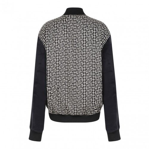 Black PB Monogram Jacquard Varsity Jacket Maze