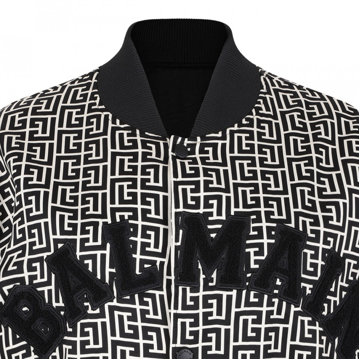 Black PB Monogram Jacquard Varsity Jacket Maze