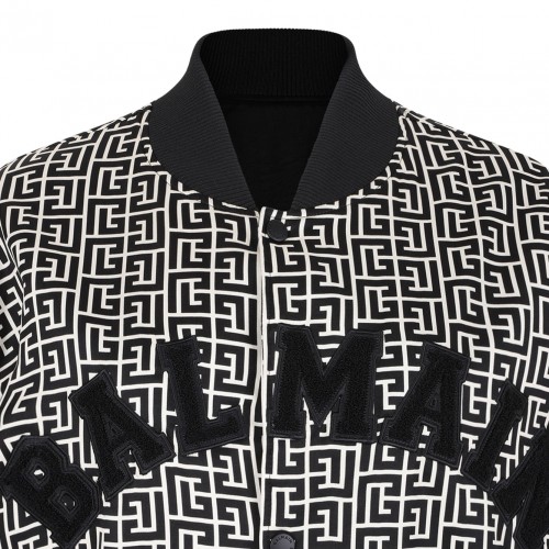 Black PB Monogram Jacquard Varsity Jacket Maze