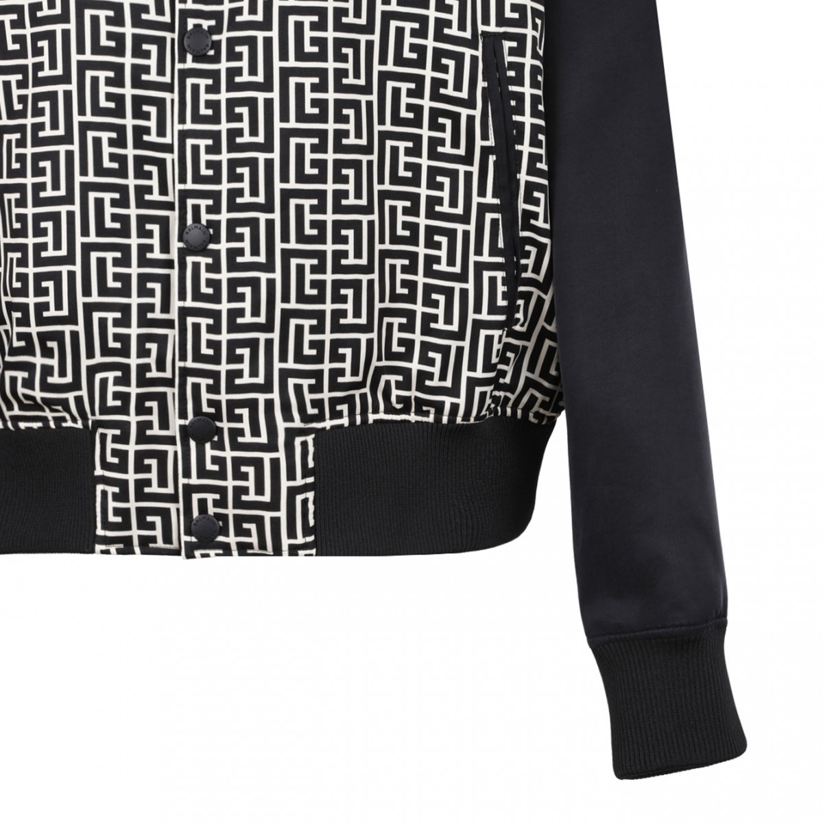 Black PB Monogram Jacquard Varsity Jacket Maze