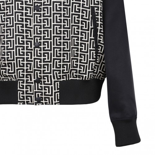 Black PB Monogram Jacquard Varsity Jacket Maze