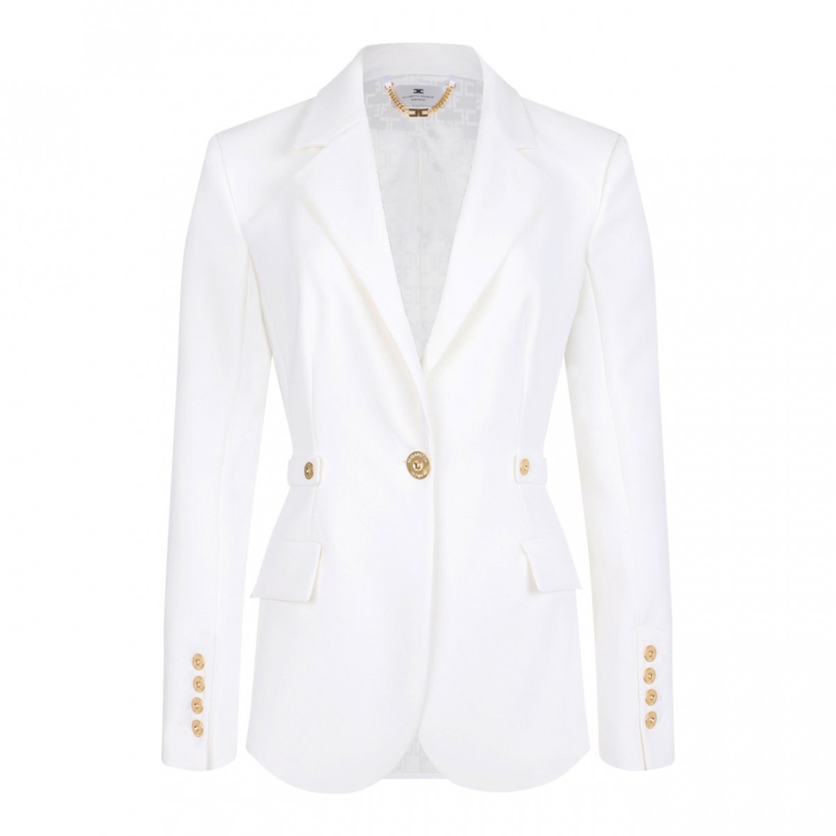 Ivory White Jacket With Jewel Details.
