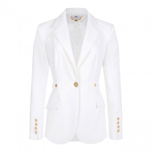 Ivory White Jacket With Jewel Details.