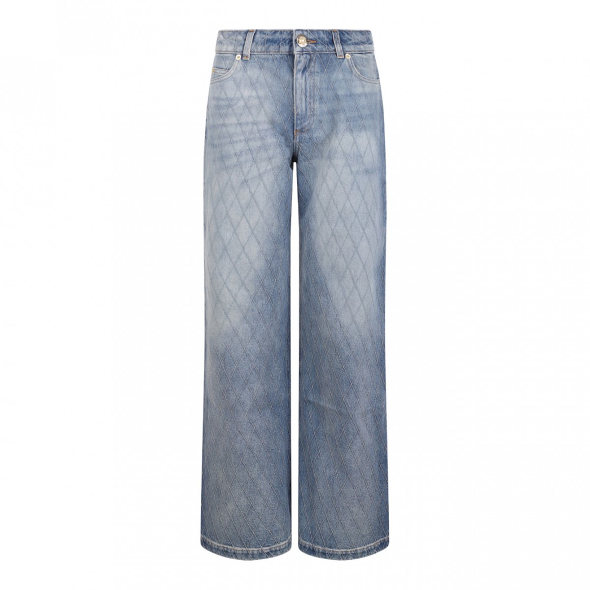 Blue Denim Jeans with Diamond Pattern