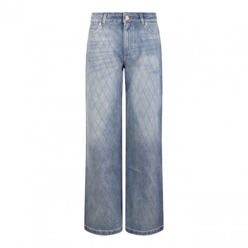 Blue Denim Jeans with Diamond Pattern