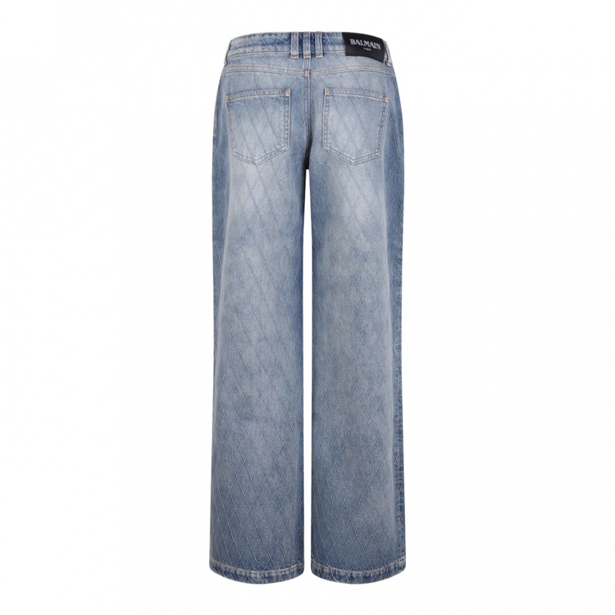 Blue Denim Jeans with Diamond Pattern