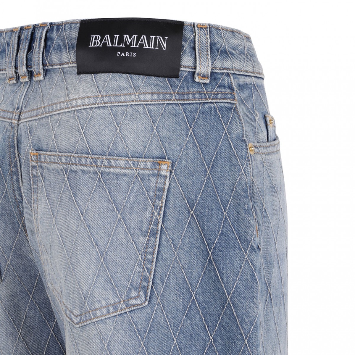 Blue Denim Jeans with Diamond Pattern