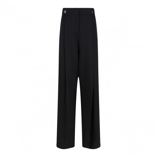 Black Crepe Trousers With Logo Details