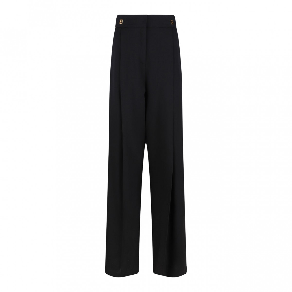 Black Crepe Trousers With Logo Details
