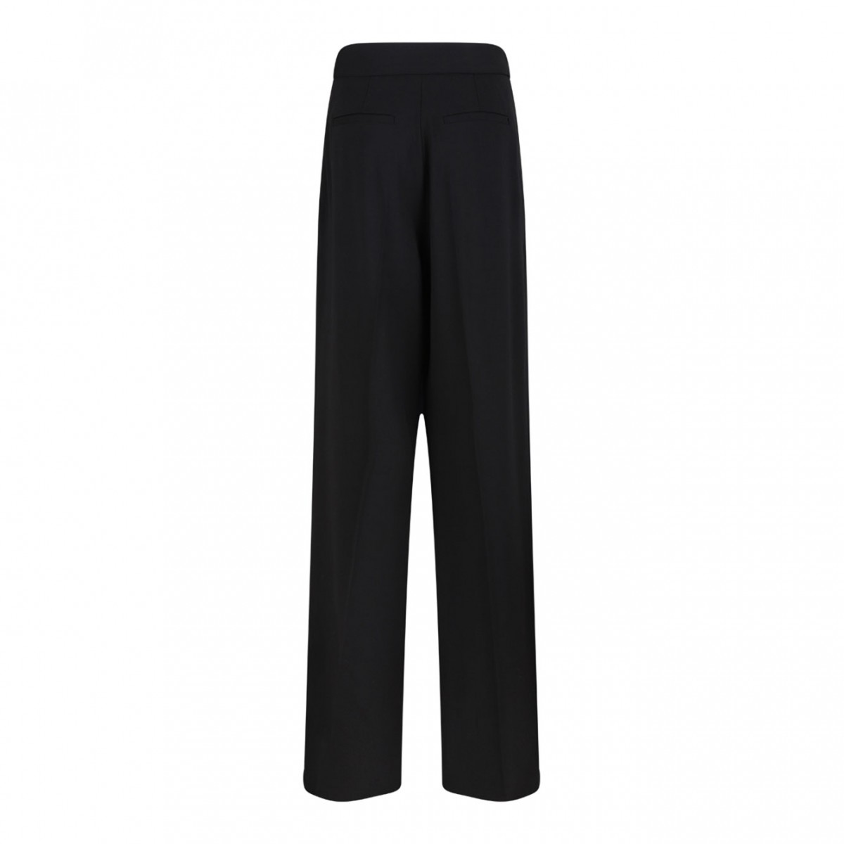 Black Crepe Trousers With Logo Details