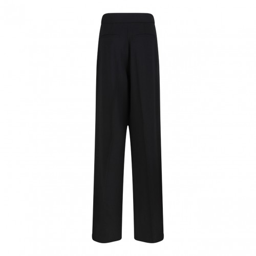 Black Crepe Trousers With Logo Details