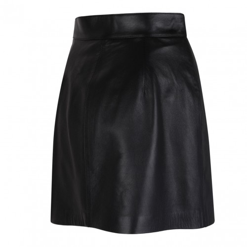 Black Short Nappa Leather Skirt