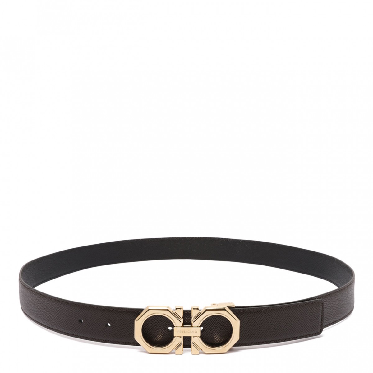 Brown Gancini Reversible And Adjustable Gancini Belt